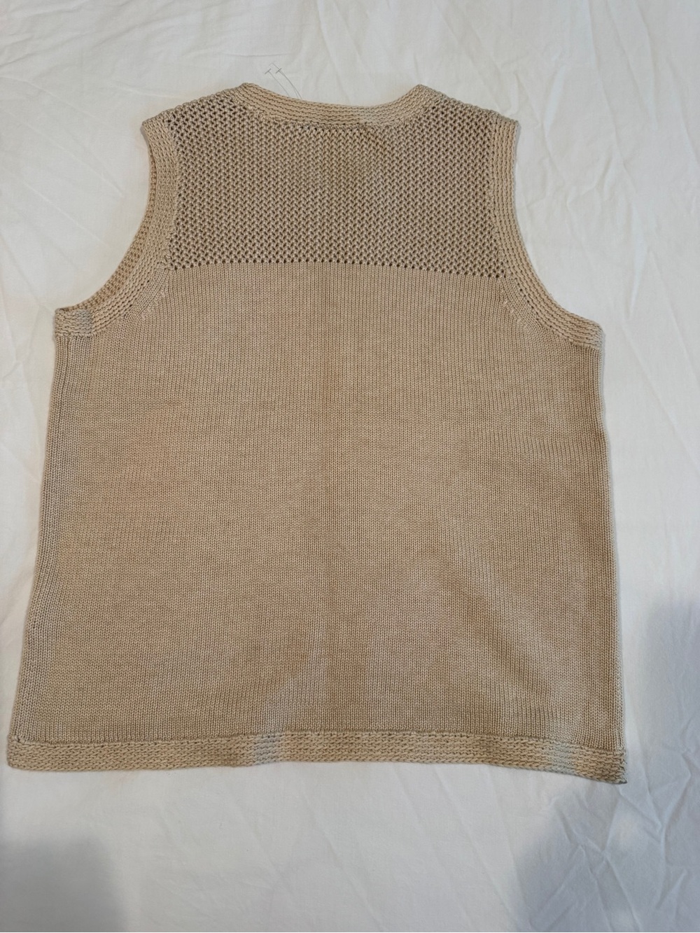 J. McLaughlin Beige Mesh Knit Sleeveless Sweater Top - Picture 2 of 4